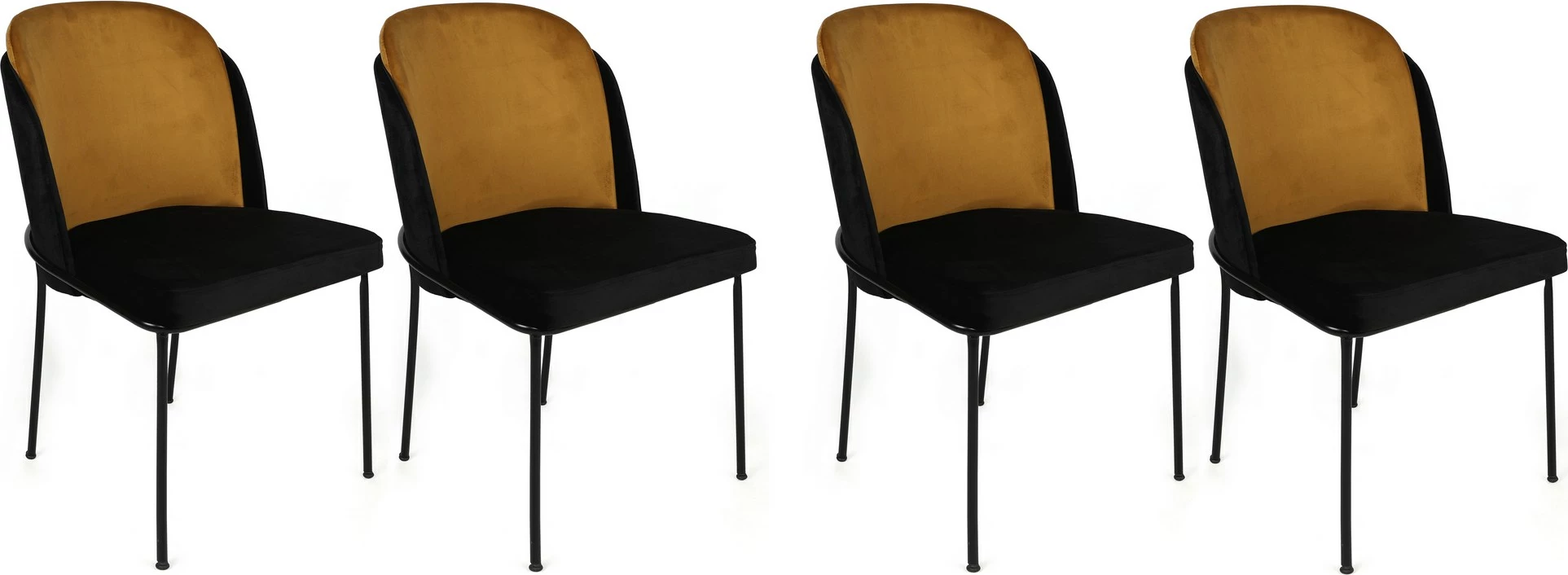Set karrigash (4 copë), Hanah Home, Dore-142 V4, ngjyrë mustard dhe e zezë