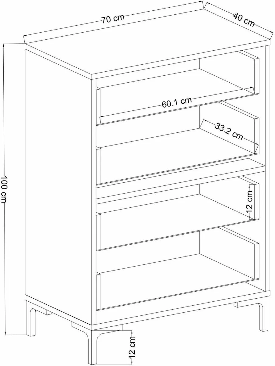 Komodë Skye Decor, Tuval 074, ngjyrë lis dhe Desert, 70x100x40cm