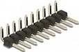 Pin header DeLOCK 10-pin 2.54 mm, 1-rresht, i përkulur, 5 copë, i zi