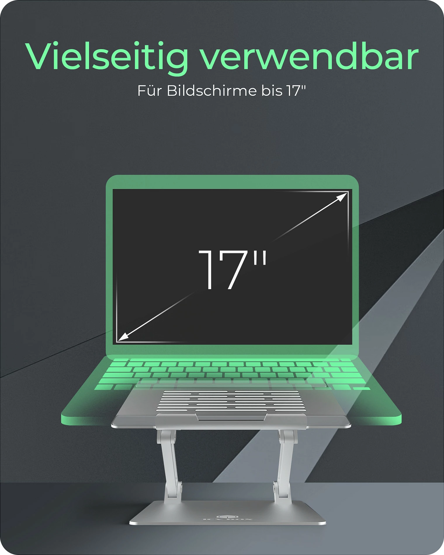 Mbajtëse laptopi ICY BOX IB-NH300, alumini, 17", rregullim lartësie, argjendtë