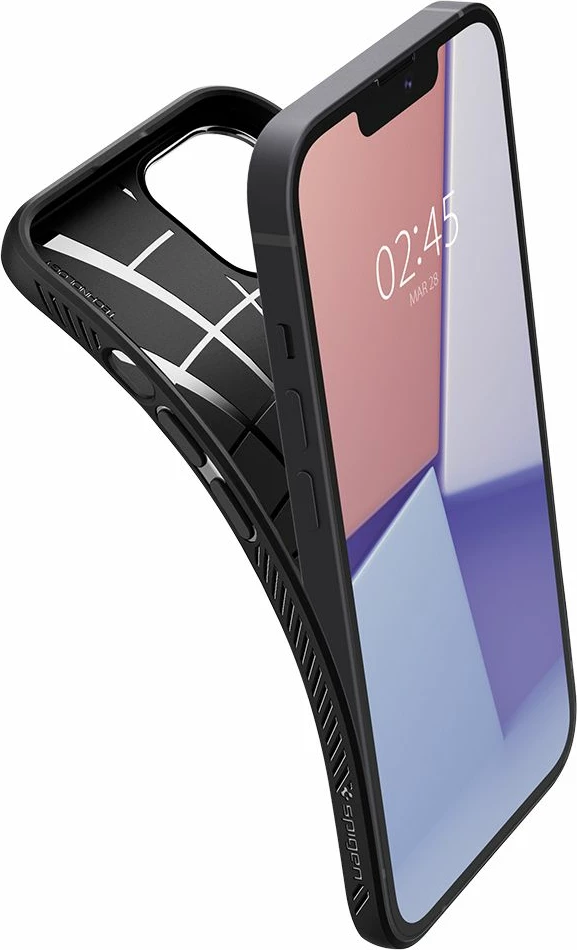 Mbështjellës, Spigen, Liquid Air për iPhone 13, TPU, i hollë, me airbagë në qoshe, e zezë mat, 1 copë