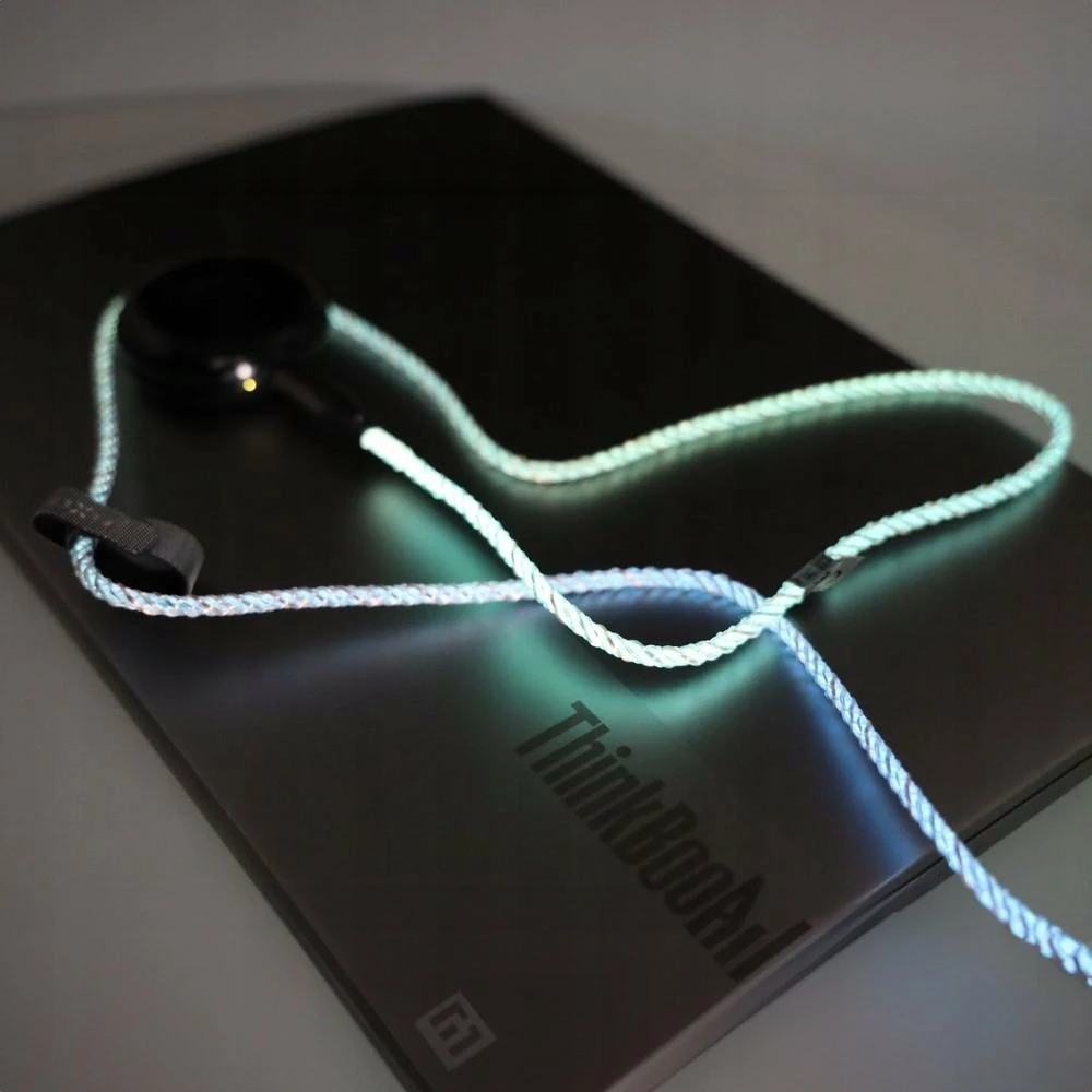 Kabllo USB-C në USB-C Fixed FIXDLED-CC-RA 1.2 m 60W PD me RGB, Multicolor, me shirit velcro + organizues vetëngjitës