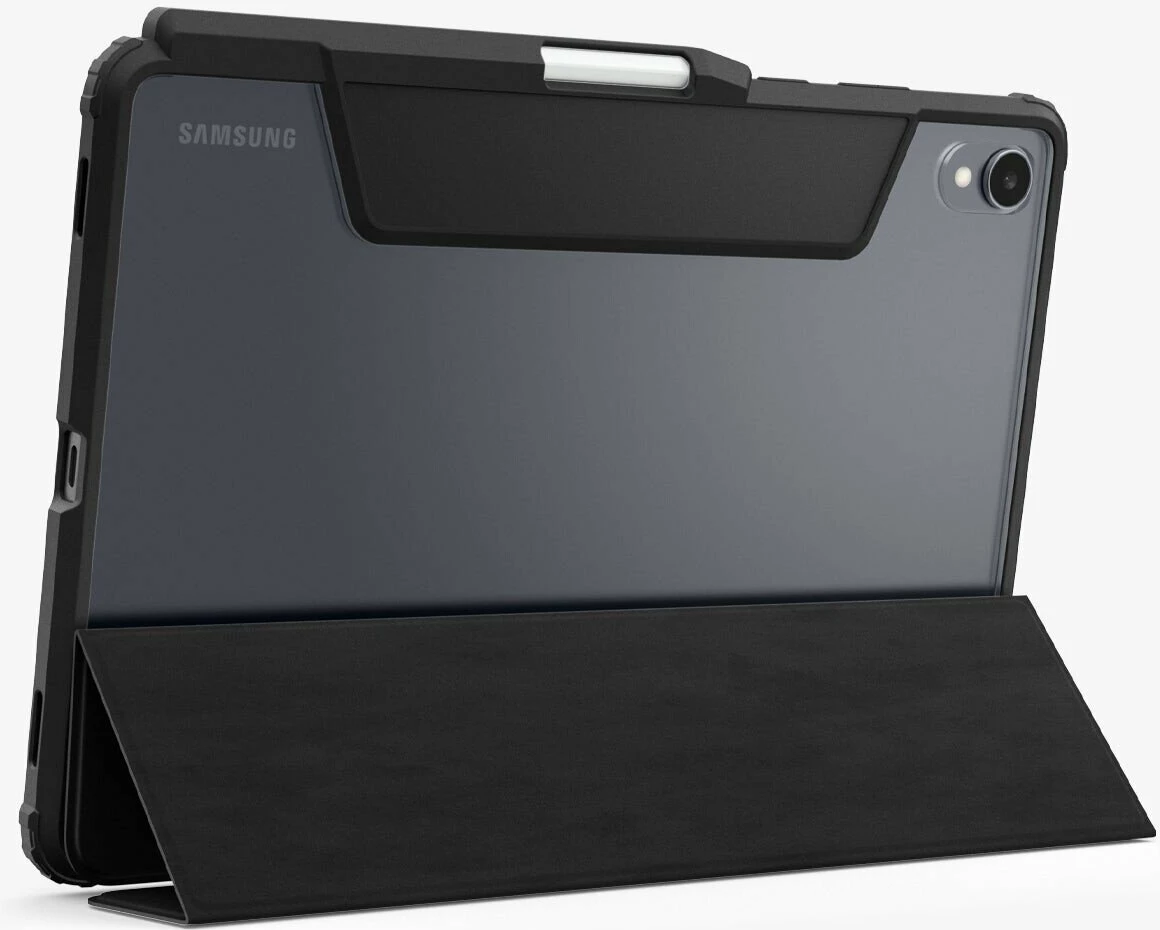 Mbështjellës folio për tablet Spigen Ultra Hybrid Pro për Samsung Galaxy Tab S11 11\" X730/X736, me stand, mbulim magnetik & 2 mbajtës S Pen, ngjyrë e zezë