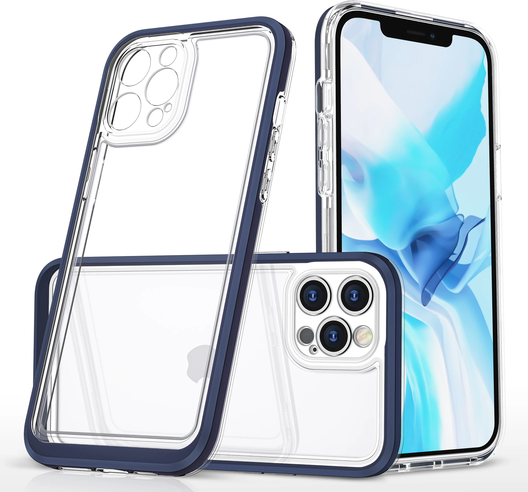 Mbështjellës Hurtel Hybrid Armor Clear 3in1 për iPhone 12 Pro Max, Kaltër/Transparent