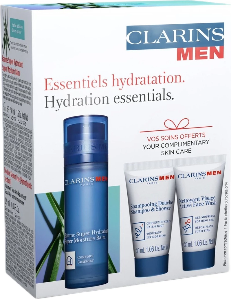 Set për kujdes të lëkurës për meshkuj ClarinsMen Moisturizing Balm, 4 copë