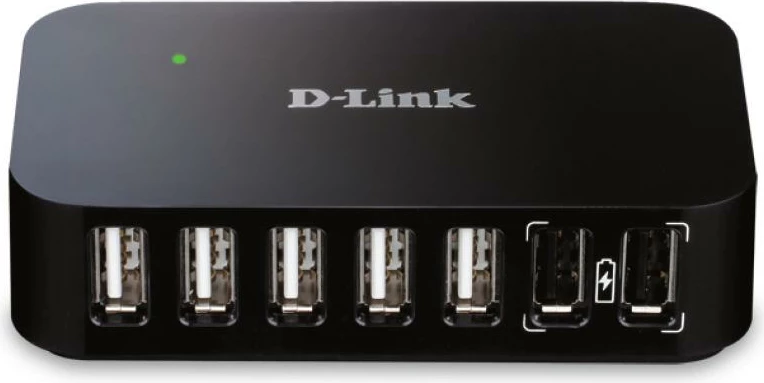 USB hub, D-Link, DUB-H7, 7 porta USB 2.0 me 2 porta karikimi të shpejtë 1.2A, i zi
