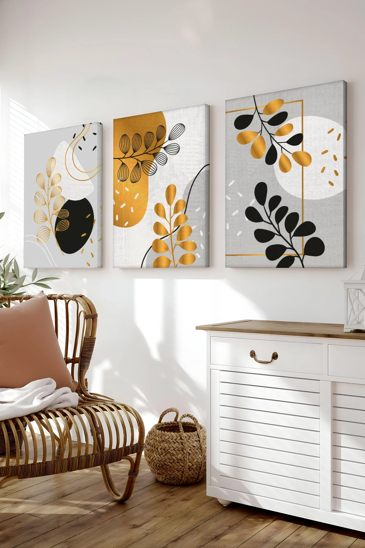 Set pikturash dekorative në kanavacë, 3 pjesë, Wallity, 40x60cm