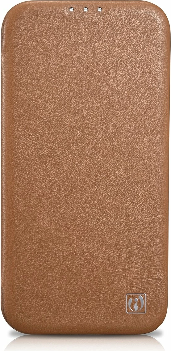 Mbështjellës lëkure iCarer CE Premium Folio për iPhone 14, MagSafe, kafe