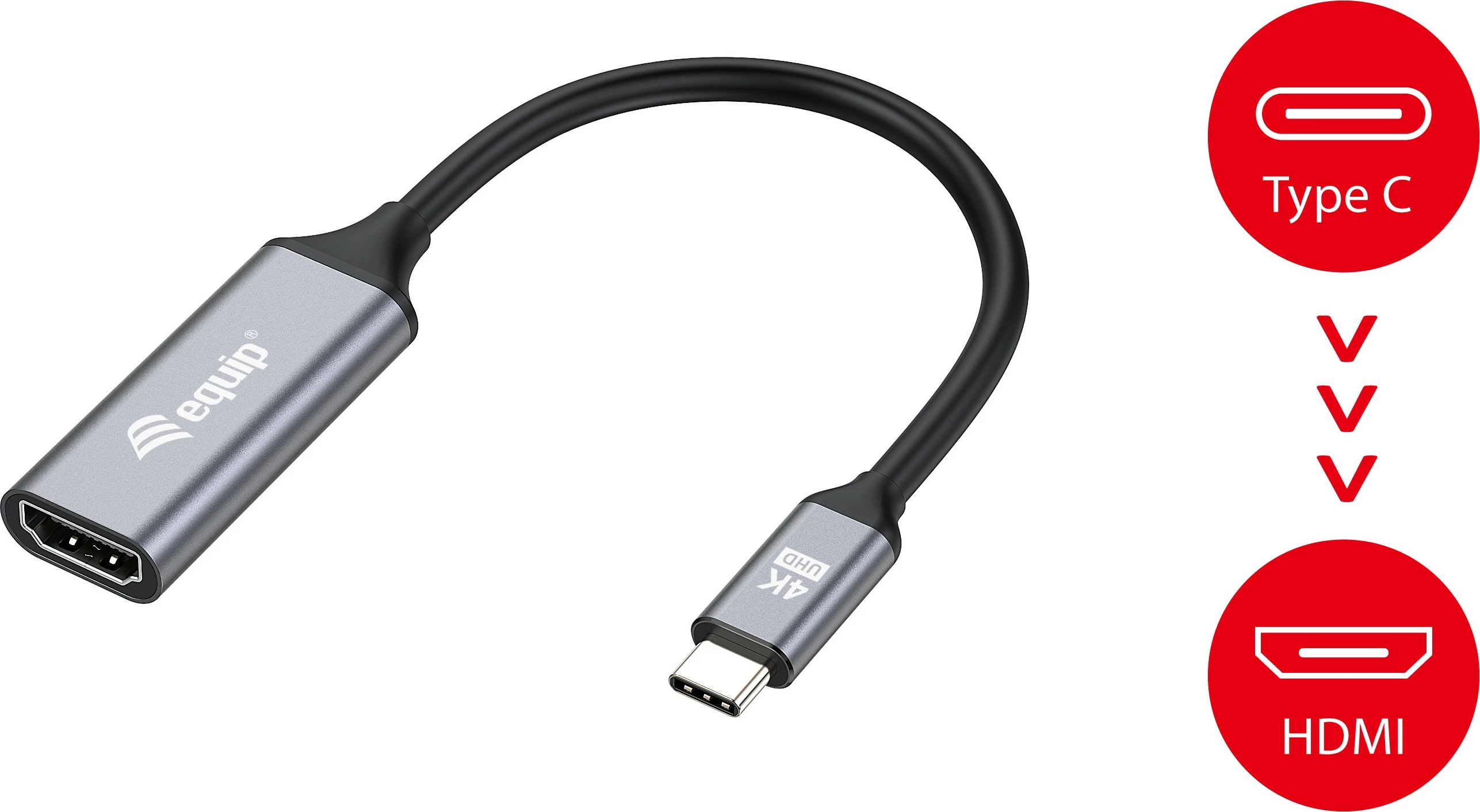 Adapter USB-C në HDMI 2.0 Equip, 4K/60Hz, 0.15m, i zi/gri
