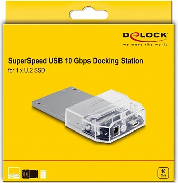 Docking station DeLOCK për U.2 SSD, USB-C 3.2 Gen2 10Gbps, e zezë