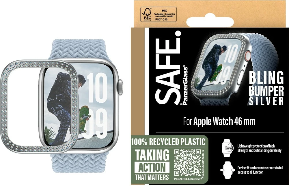 Mbështjellës PanzerGlass për Apple Watch 10/46mm, transparent, bling