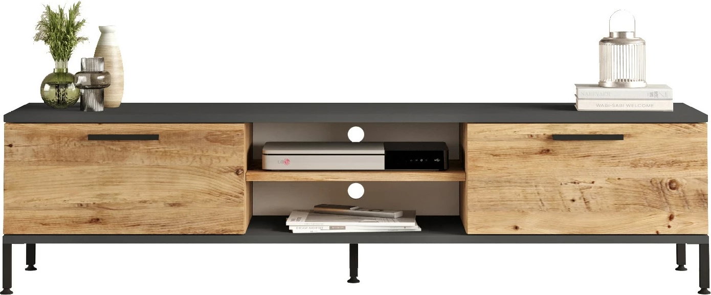 Konsolë TV Hanah Home, Rl1-Aa, ngjyrë Atlantic Pine dhe antracit