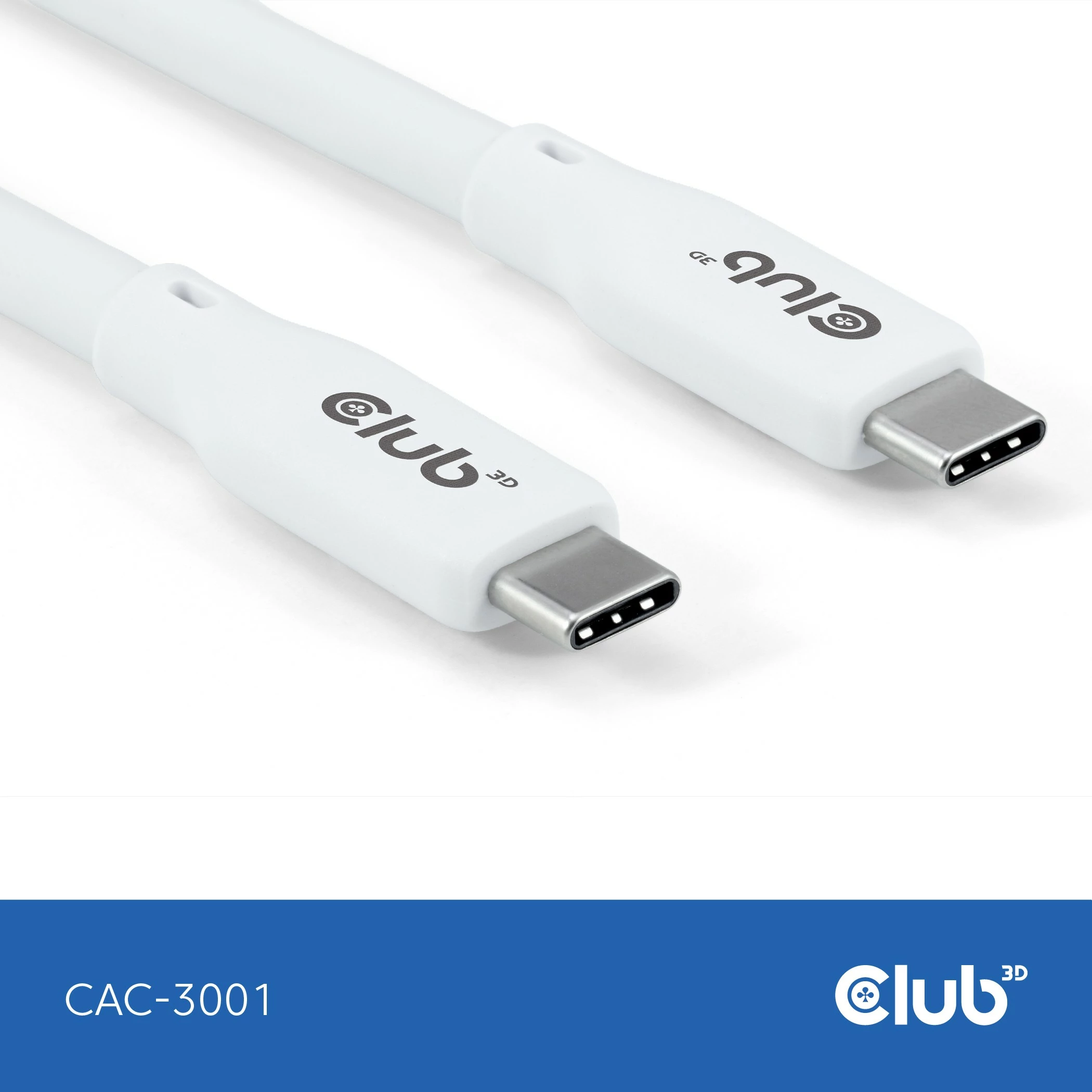 Kabllo USB-C Club3D CAC-3001, 2m, 240W, 20Gbps, e bardhë