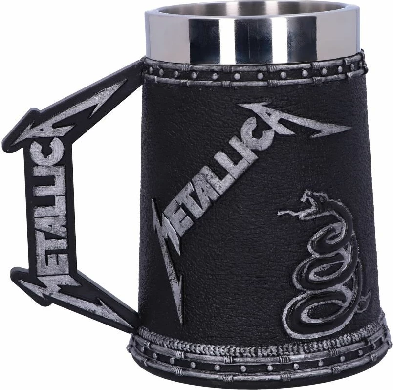 Mug dekorativ NEMESIS NOW Metallica The Black Album, rezinë me insert inox i heqshëm, i pikturuar me dorë, i zi