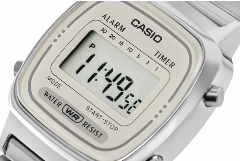 Orë dore digjitale femra CASIO LA670WEA-8AEF, argjend