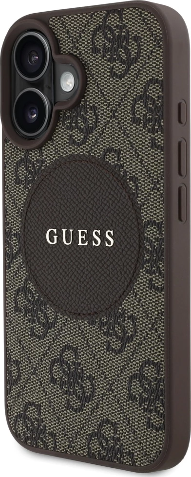 Mbështjellës Guess 4G Circle Classic Logo MagSafe për iPhone 16, Kafe