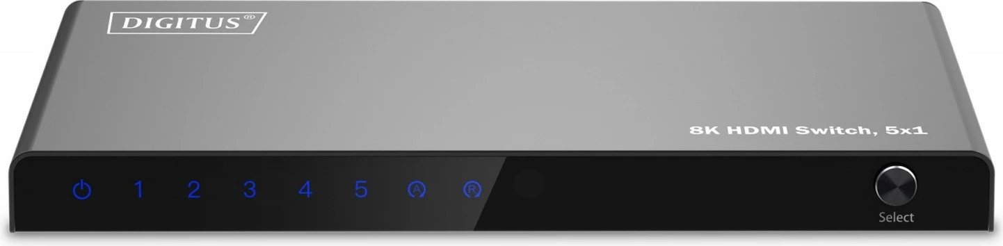 Switch HDMI Digitus DS-55334, 5x1, 8K/60Hz, me telekomandë, e zezë