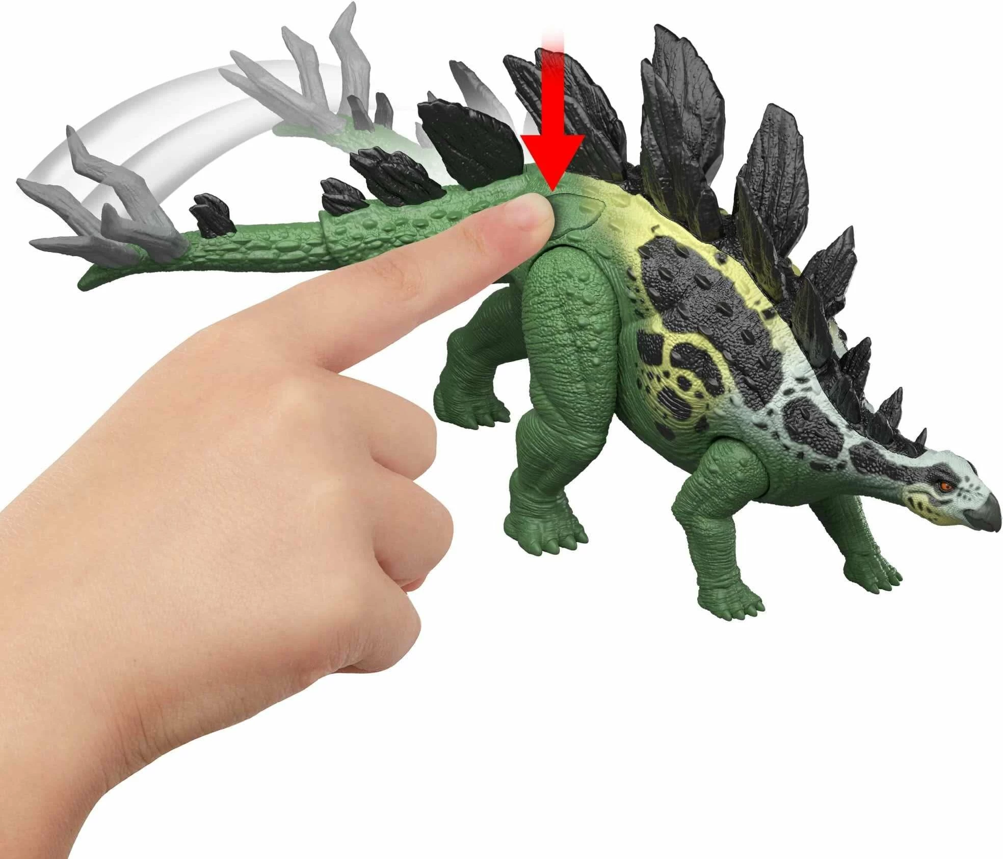 Figurë dinosauri Mattel Jurassic World Stegosaurus Giant Attack JKL85 35.5 cm, jeshile/zezë, 1 copë