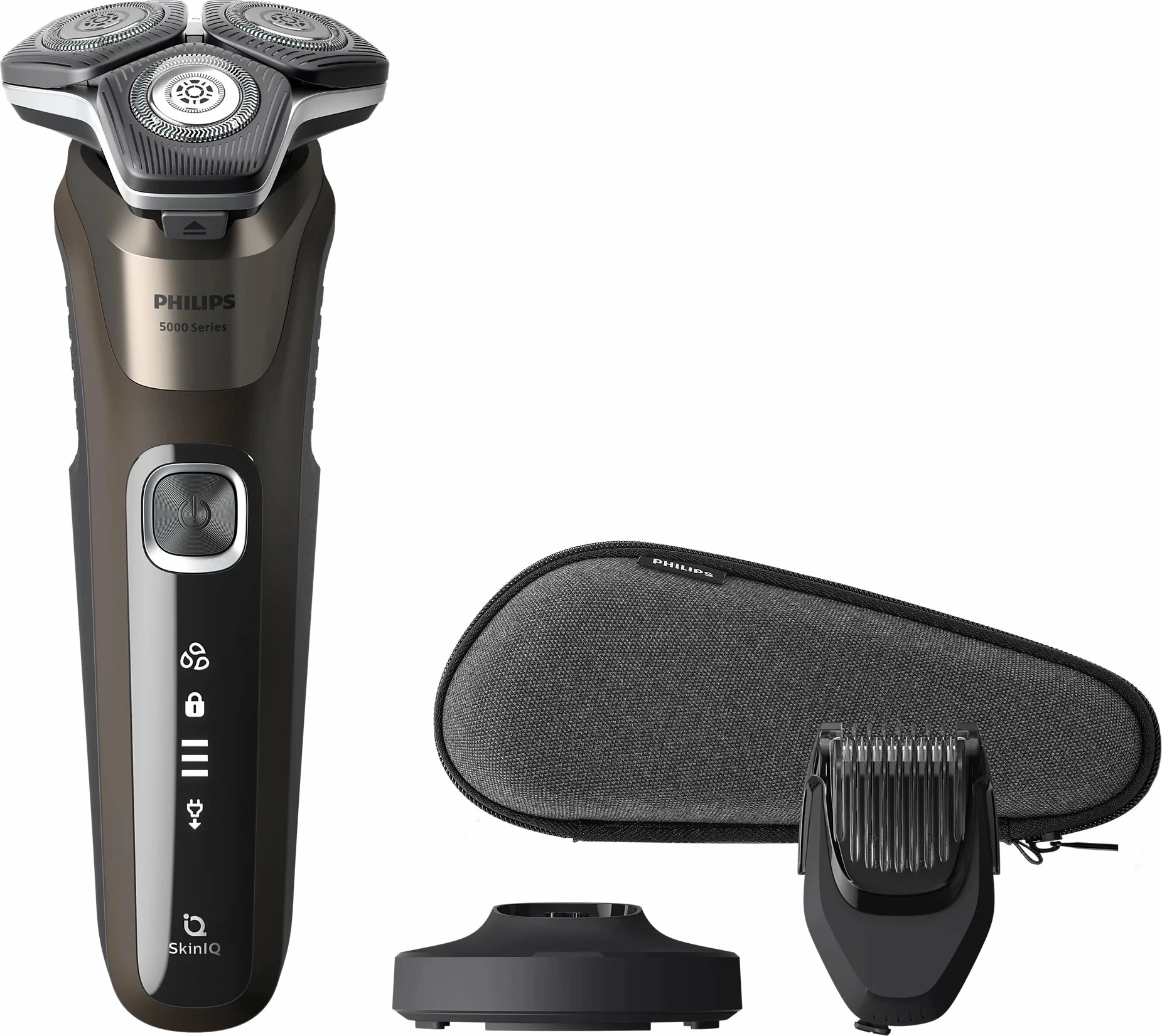 Makinë rroje Philips Series 5000 S5886/38, Wet & Dry, rrotulluese 3 koka, 60 min bateri, trimmer, docking station, kafe
