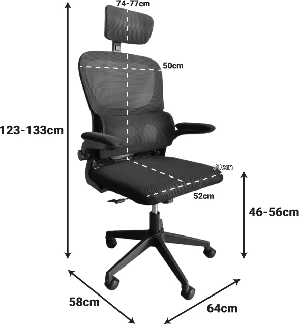 Karrige zyre Recko, pëlhurë rrjete, ngjyrë gri me kornizë të bardhë, 56x62x116-125cm