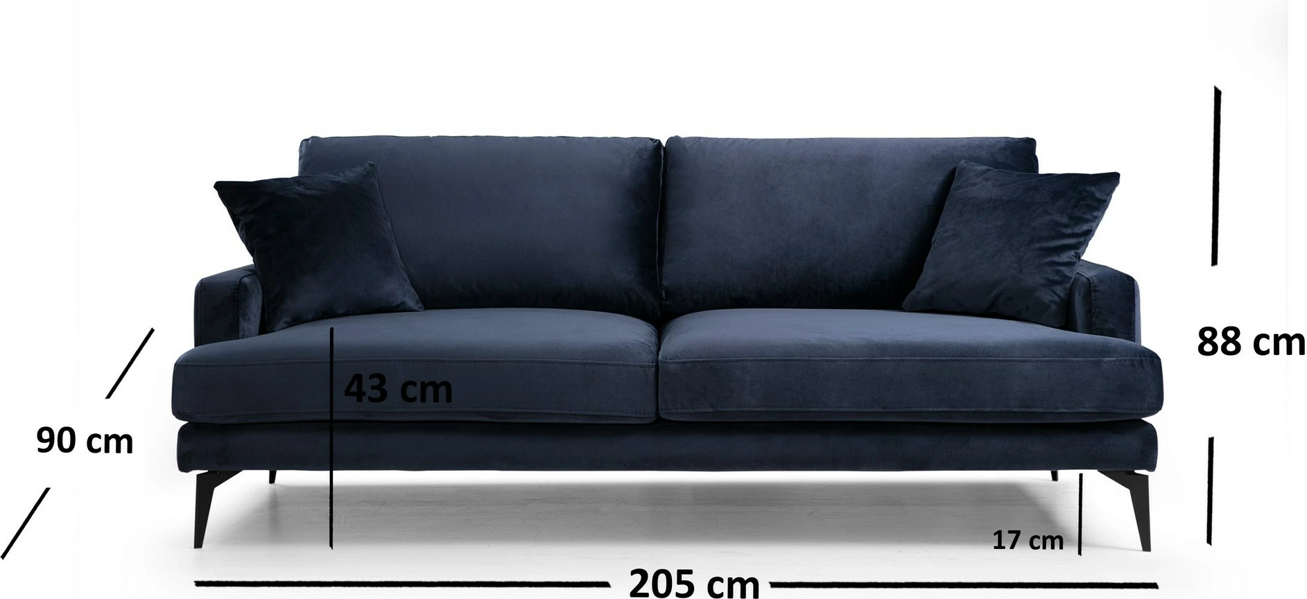 Divan treshe, ngjyrë blu e errët, Atelier del Sofa, Papira 3 vendësh