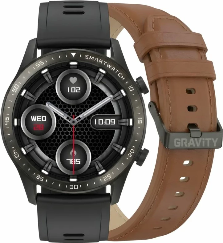 Smartwatch Gravity GT10-4, dy rripa, e zezë