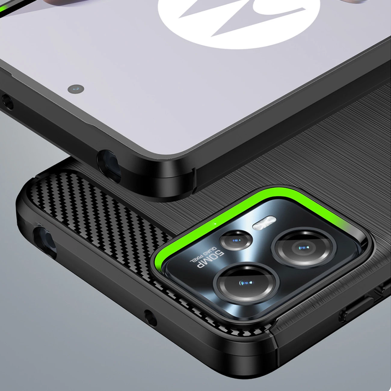 Mbështjellës Hurtel Carbon Case për Motorola Moto G13, TPU, i zi