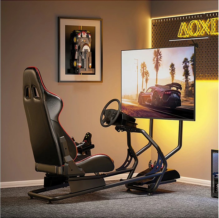 Kokpit simulator garash LogiLink, me mbajtëse monitori, zezë/kuqe