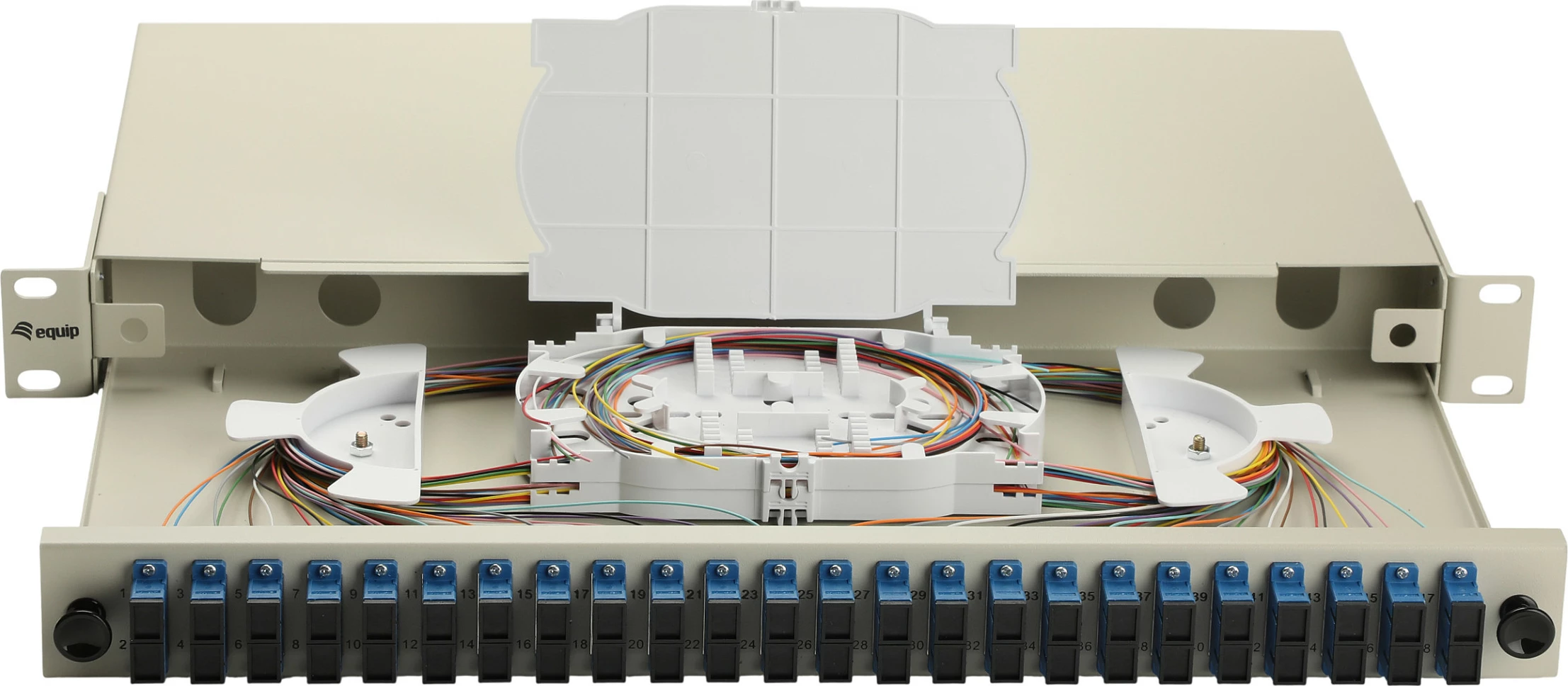 Kuti splicimi fibër optike Equip 337311, 24-port SC Duplex, OS2, 1U Rack, gri