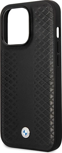 Mbështjellës BMW Leather Diamond Pattern për iPhone 14 Pro 6.1\" hardcase, i zi