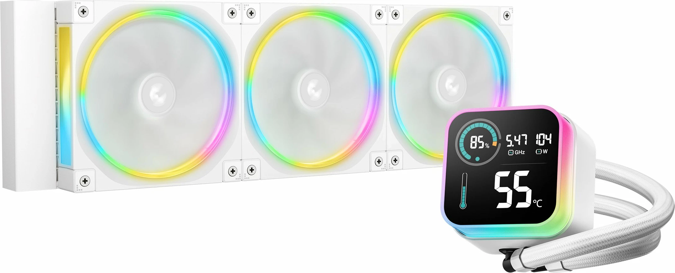 Ftohës uji CPU Deepcool LQ360 Ultra ARGB 360mm, 3x120mm PWM, i bardhë