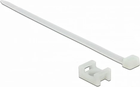 Mbajtës për lidhëse kabllosh me vidhë DeLOCK 18885, najlon, 23 mm, Ø 6.2 mm, 10 copë, bardhë