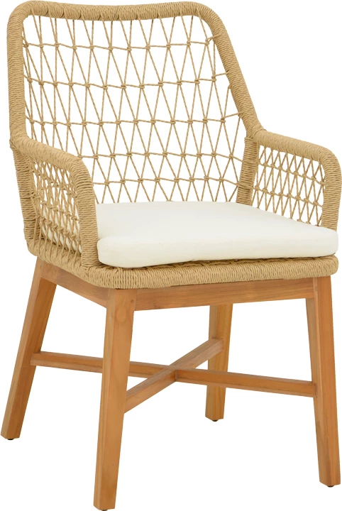 Tavolinë me karrige Elaiza-Kenda 5 pjesë dru teak, ngjyrë natyrale-bezhë, D120x75cm