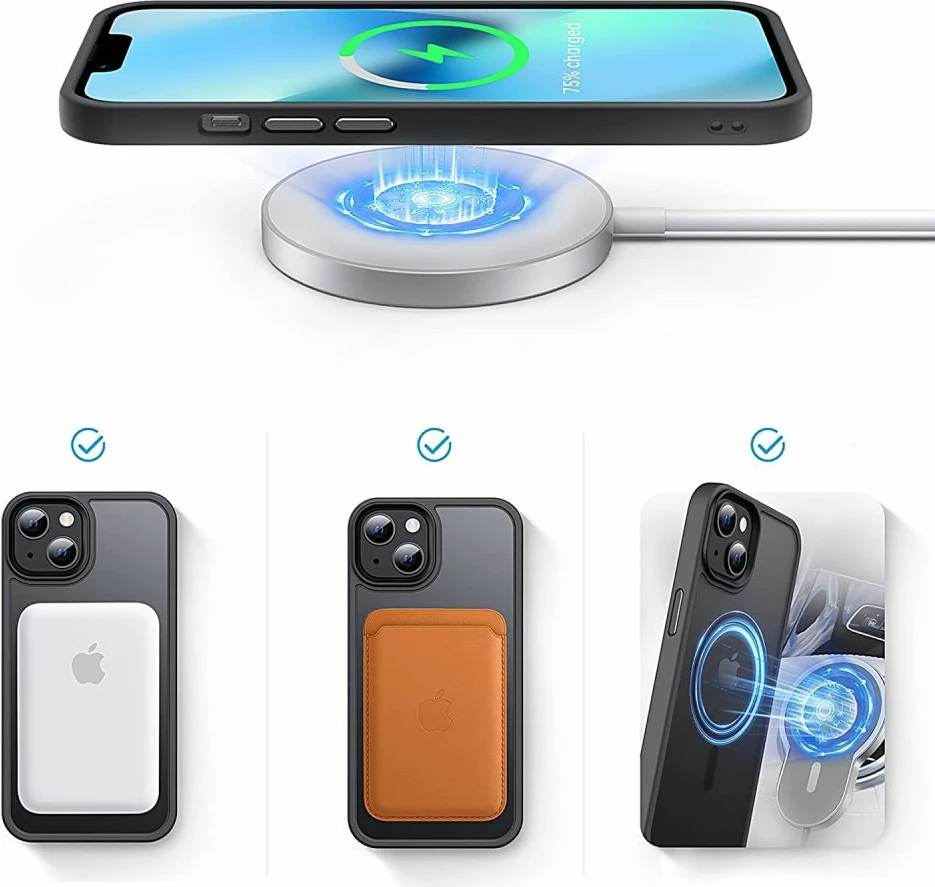 Mbështjellës Tech-Protect MagMat për iPhone 13, MagSafe, Transparent/Black