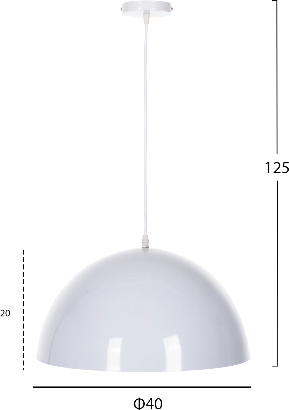 Llambë varëse tavani, metal i bardhë, kapak i rrumbullakët, FH4079, Φ40x125H cm