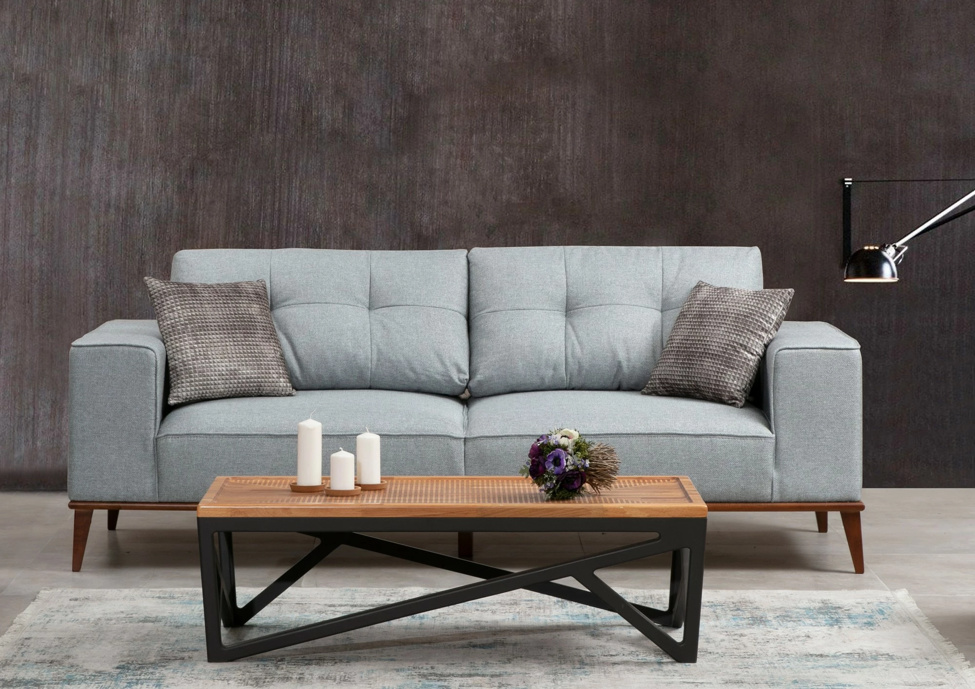 Krevat-sofa treshe Montana, ngjyrë gri, Atelier del Sofa