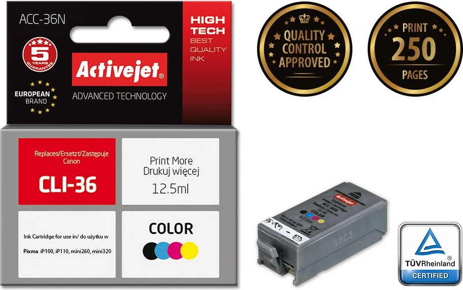 Ngjyrë zëvendësuese Activejet ACC-36N për printer Canon, 12.5ml