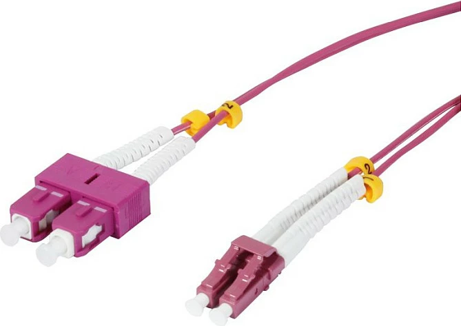 Kabllo fibër optike Synergy21 S217011, OM4 multimode, 2x LC në 2x SC, full duplex, 1 m, Bordeaux/Bardhë