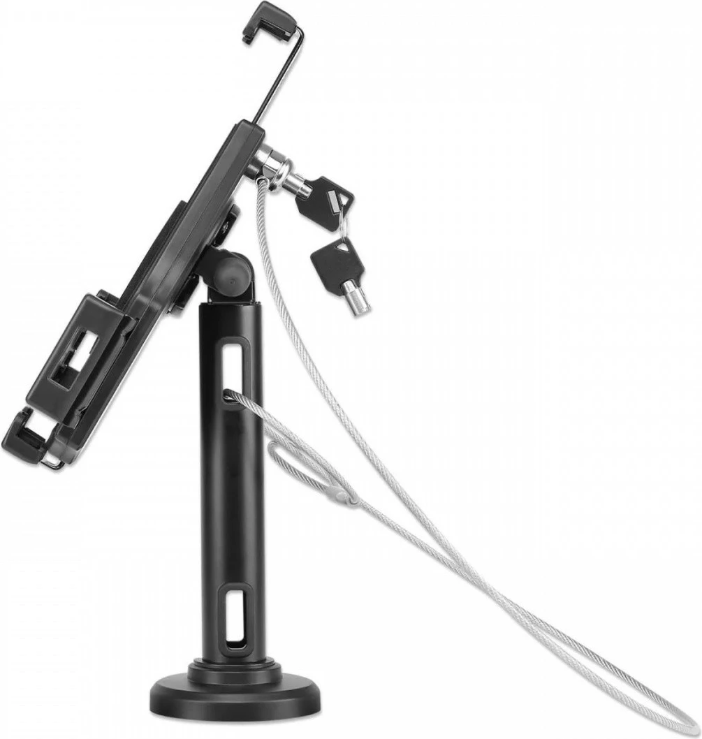 Mbajtës tablet, Manhattan 462112, 7.9-10.5 inch, me kyç dhe litar sigurie, tavolinë/mur, i zi