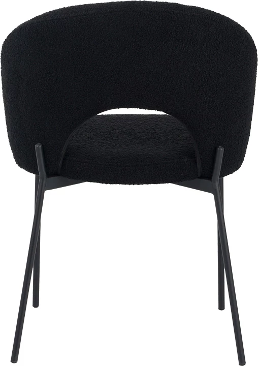 Karrige Masebo, pëlhurë bouclé, ngjyrë e zezë, këmbë metalike, 68x66x82.5cm