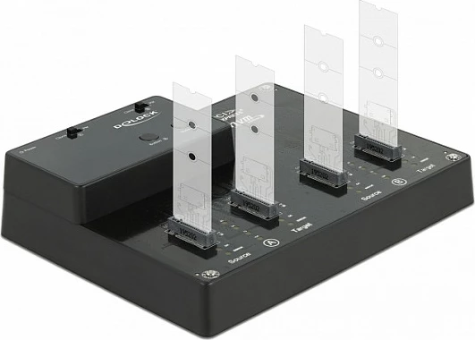 Docking station DeLOCK M.2 për 4x NVMe PCIe SSD, USB-C 10 Gbit/s, me klonim, e zezë