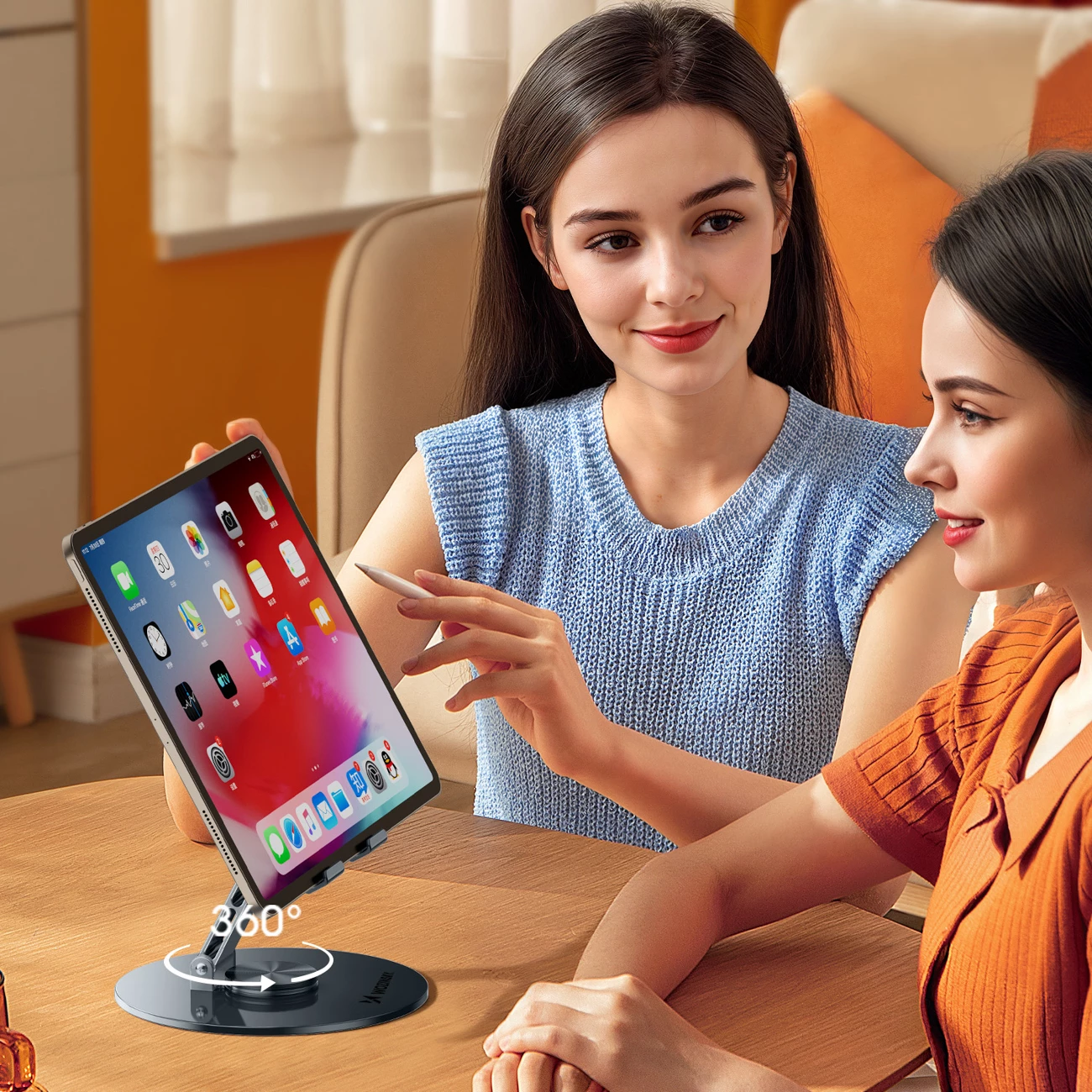 Mbajtëse tabletë Wozinsky WRS-DSY84SS, rrotullim 360°, alumini, gri