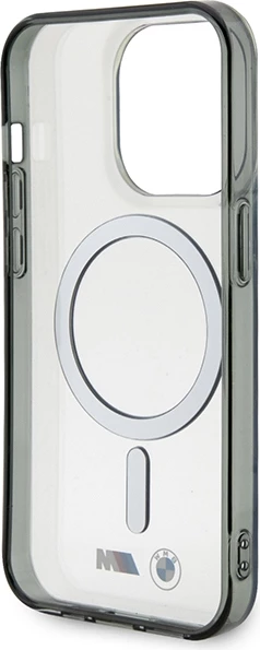 Mbështjellës BMW Silver Ring MagSafe për iPhone 15 Pro, transparent