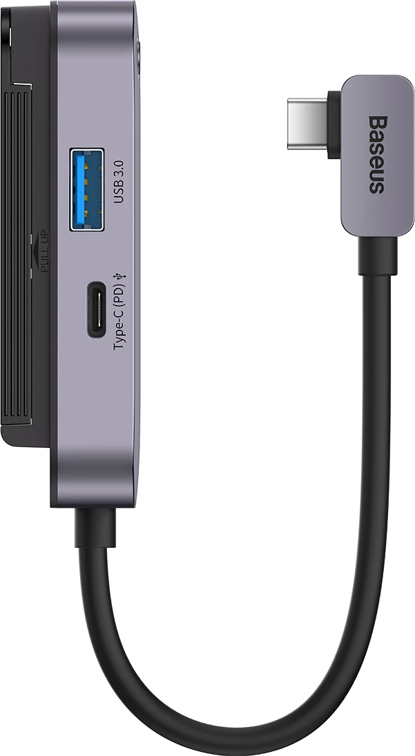 HUB Baseus PadJoy 6-në-1, USB-C, për tabletë/celular, Gri e errët