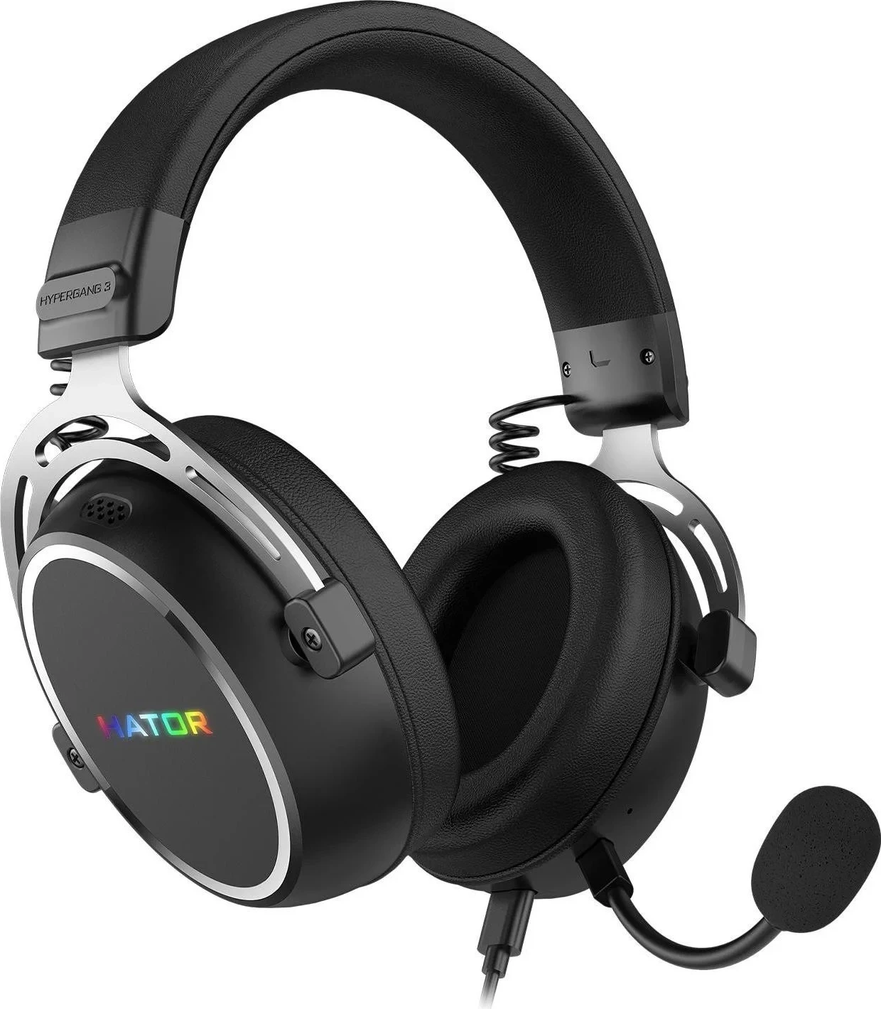 Kufje Hator Hypergang 3 USB RGB, me mikrofon të ndashëm, të zeza
