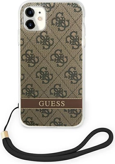 Mbështjellës Guess GUOHCN61H4STW për iPhone 11, 4G Print Strap, Kafe