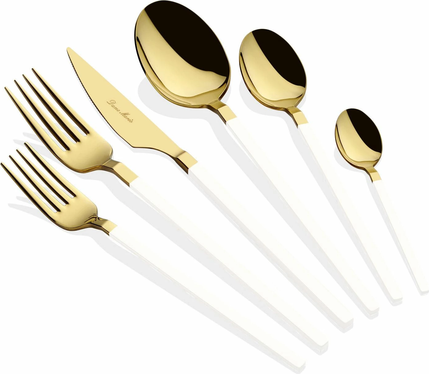 Set lugësh, pirunësh dhe thikash (36 copë), Hermia Concept, Carre - ari, bardhë