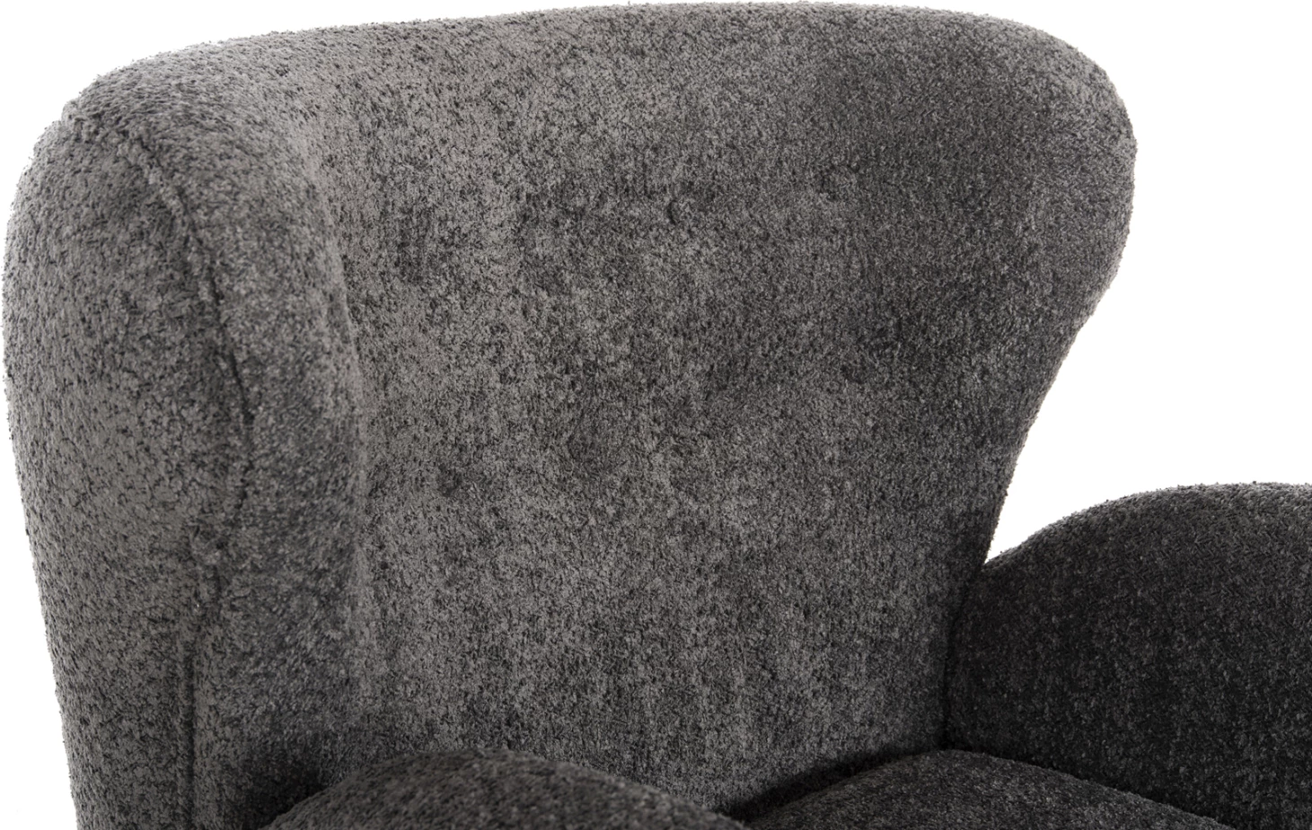 Karrige KRYLY FH9593.01, pëlhurë boucle gri, këmbë druri të zeza, 83x87x89H cm