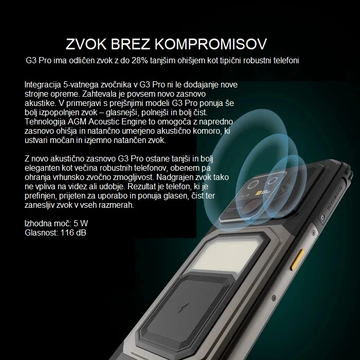 Celular AGM G3 Pro 12GB (+12GB) RAM / 512GB, kamerë termike, bateri 10000 mAh, zi/gri