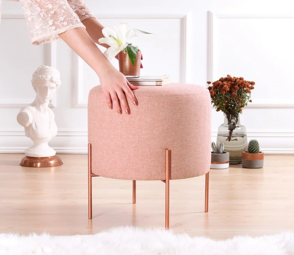 Puf bohem rozë, këmbë bakri, 44 - Pink